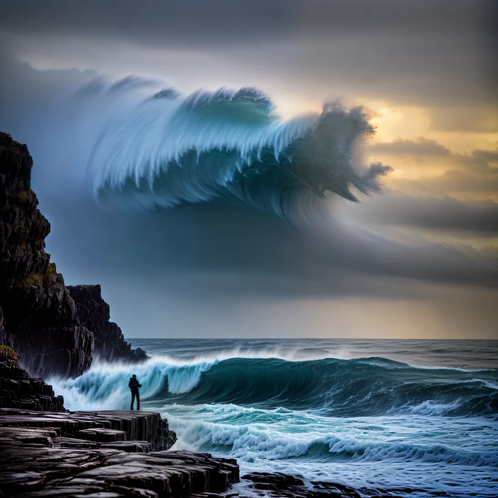 Qual o Significado de Sonhar com Mar e Ondas Perigosas? 2 Fotos mar bravo pessoa firme