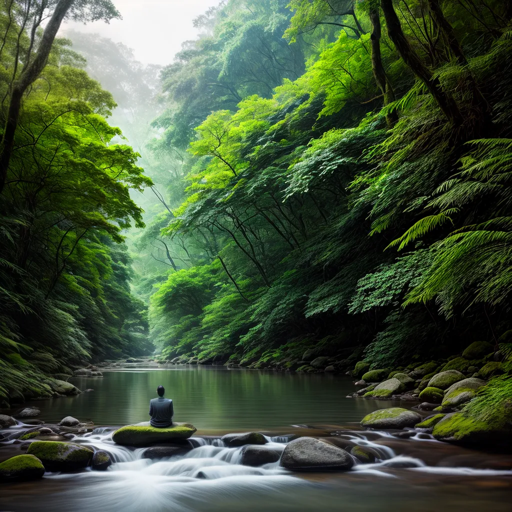 Entenda o que significa sonhar com Saúde e Natureza 3 Fotos meditacao floresta passaros rio