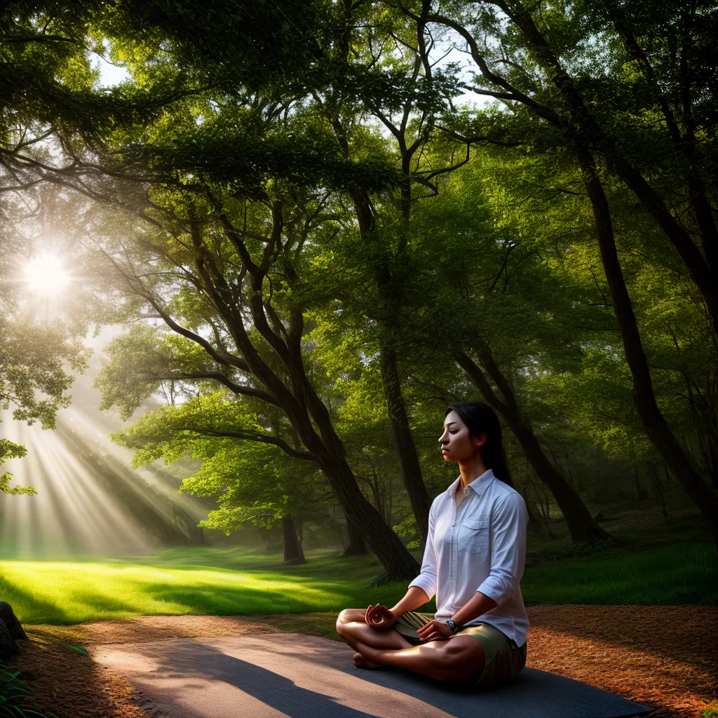 Despertar Interior: Qual o Significado de Sonhar com Meditação e Serenidade? 2 Fotos meditacao natureza serenidade raios solares