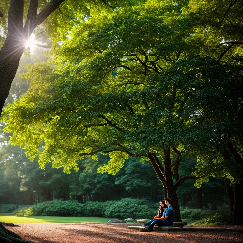 hos com Árvores: Conexão com a Natureza e o Autoconhecimento 2 Fotos meditacao sob arvore sol dappled