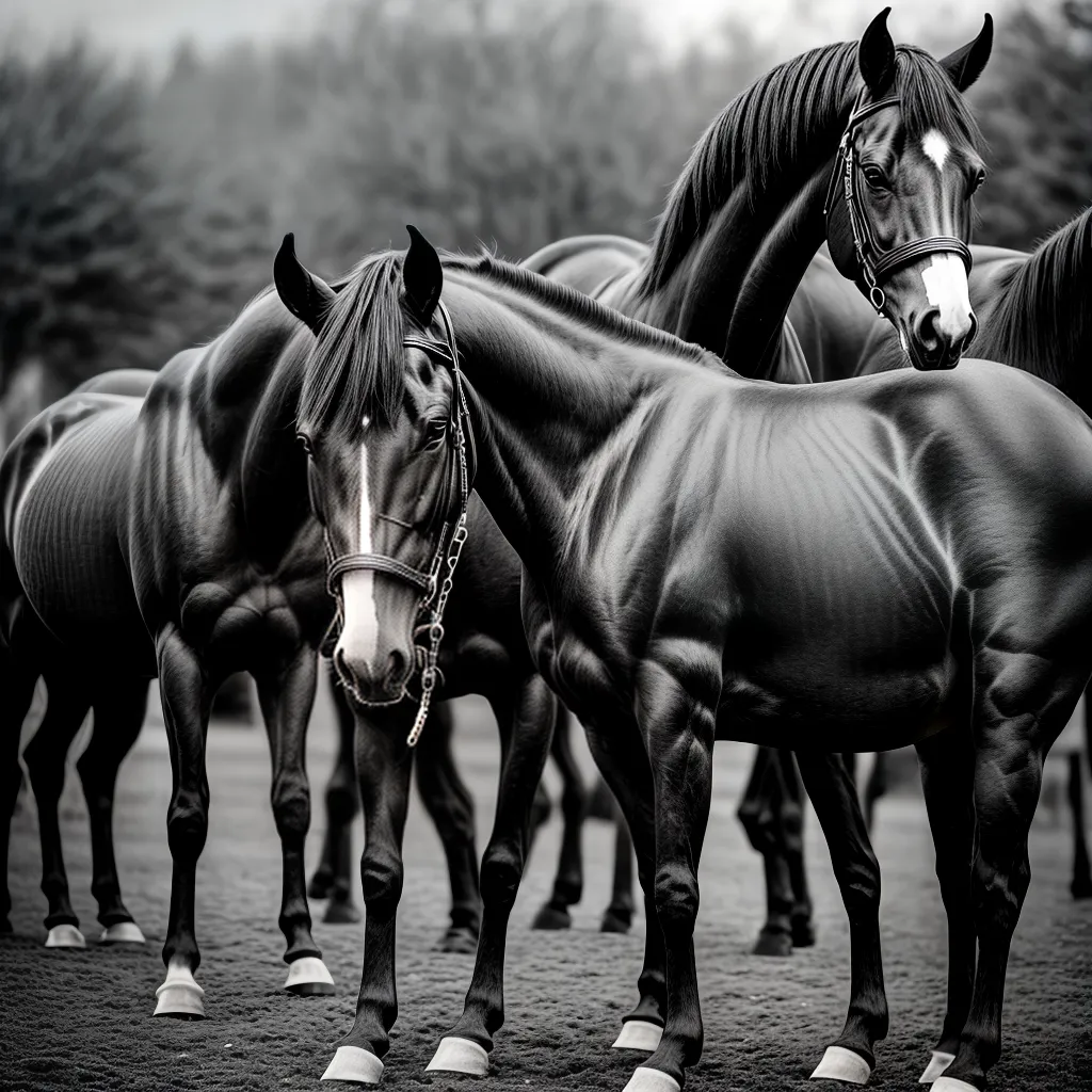 Fotos medo cavalos preto branco