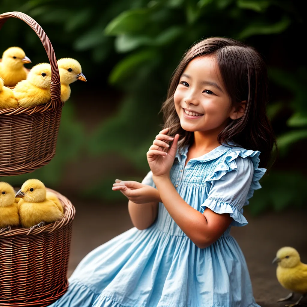 Sonhos Infantis: Entenda o Sentido de Sonhar com Pintinhos Manchados 4 Fotos menina cesta pintinhas amarelo fofo