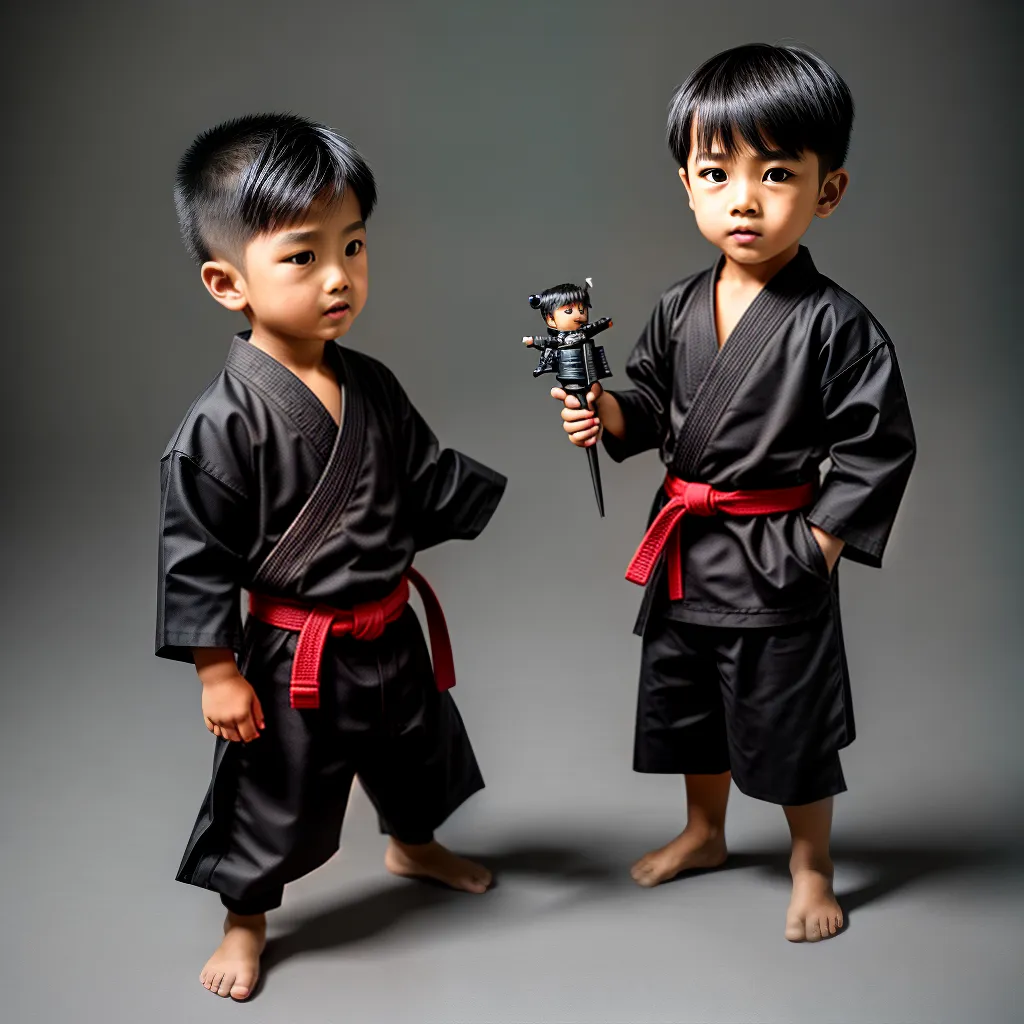 Fotos menino ninja boneco arte marcial