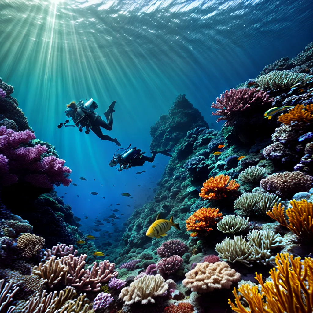 Fotos mergulhador peixes coral subconsciente