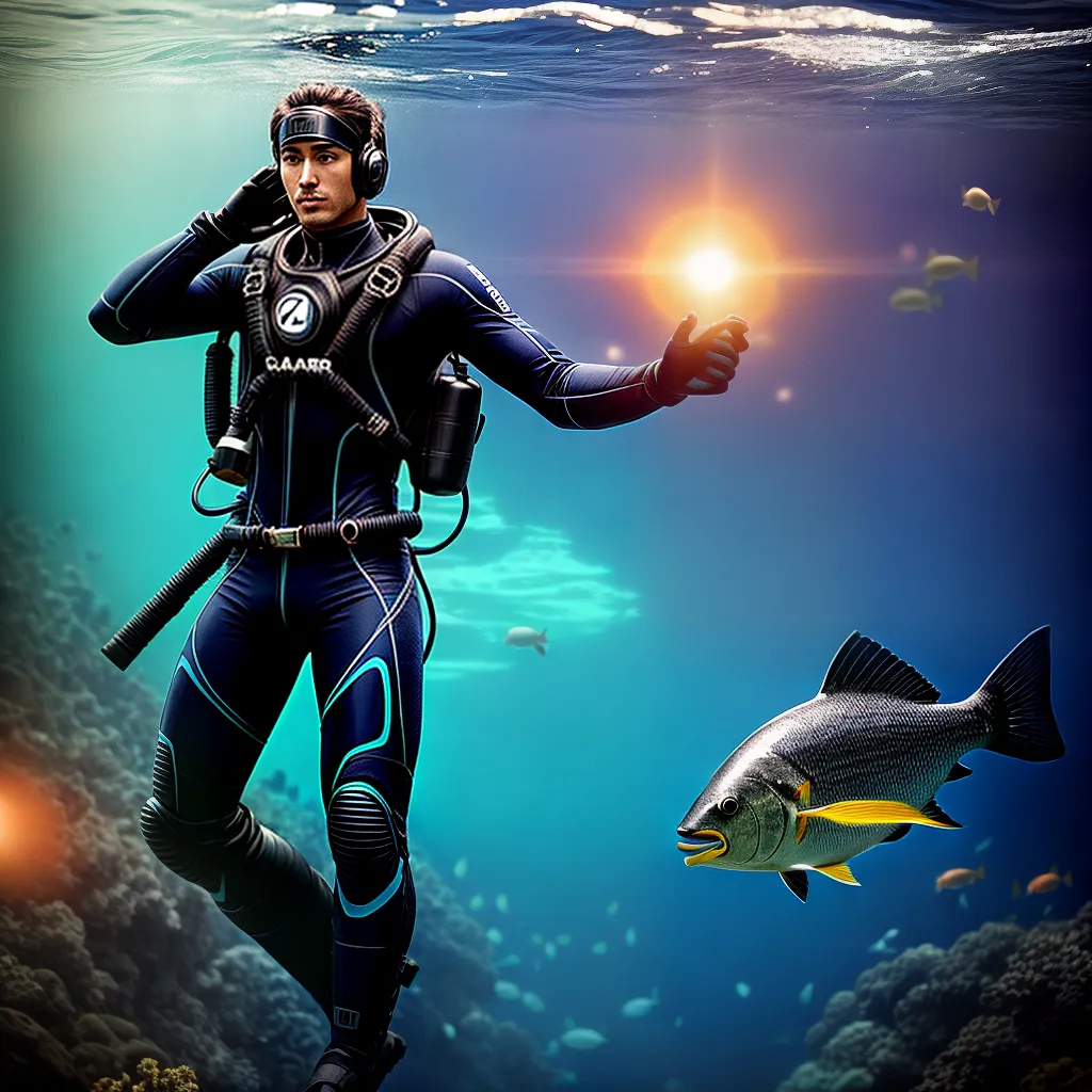 Descubra o que significa sonhar vestindo um escafandro. 4 Fotos mergulhador sonhador oceano peixes coloridos