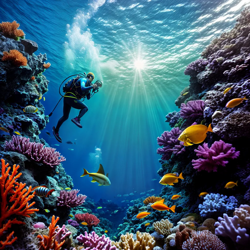Fotos mergulho fundo peixes coral aventura