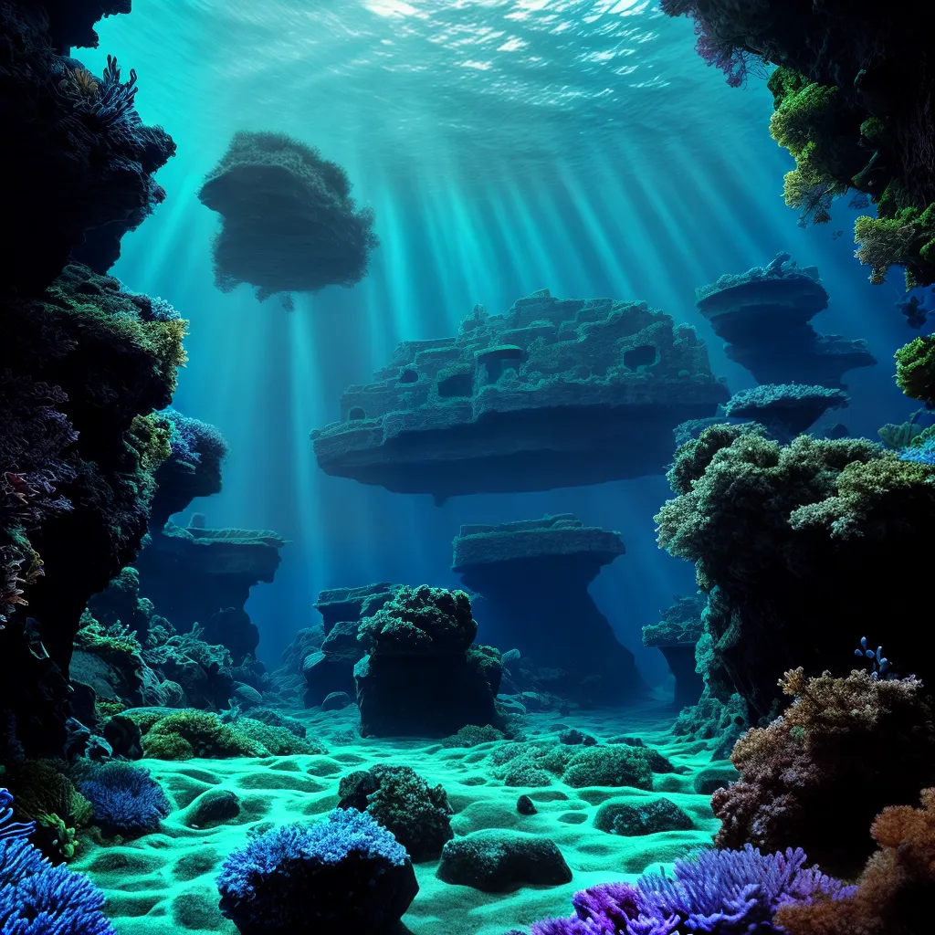 Fotos mergulho oceano azul bioluminescencia ruinas