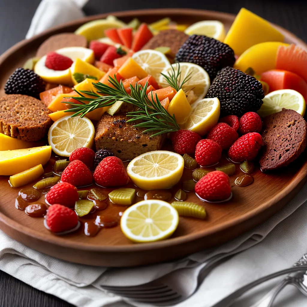 Fotos mesa tentadora comida frutas carnes sobremesas