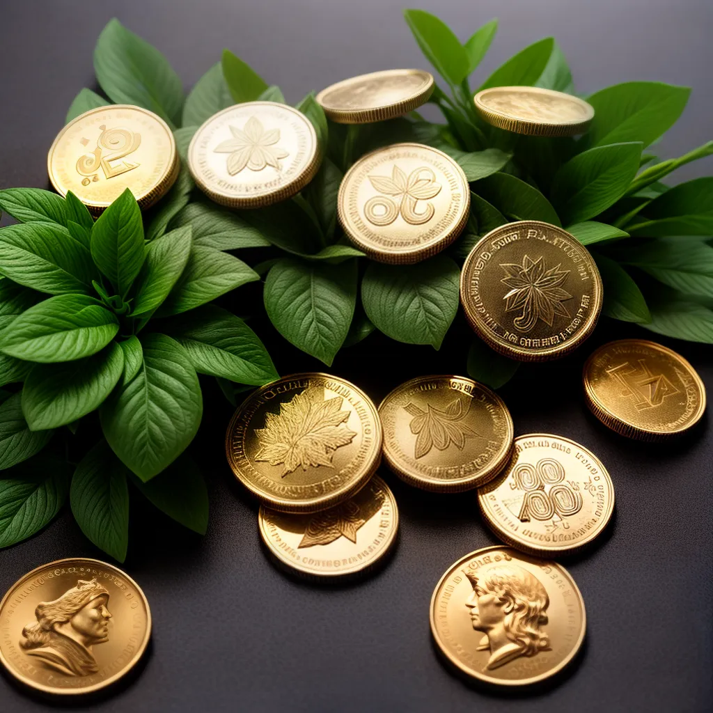 Fotos moeda ouro planta prosperidade