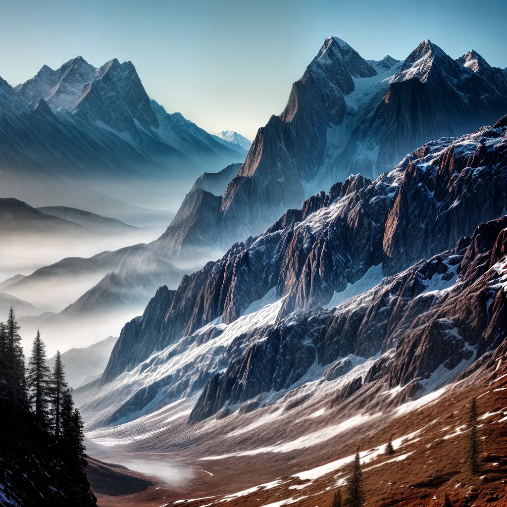 Fotos montanhas neve altitude forca