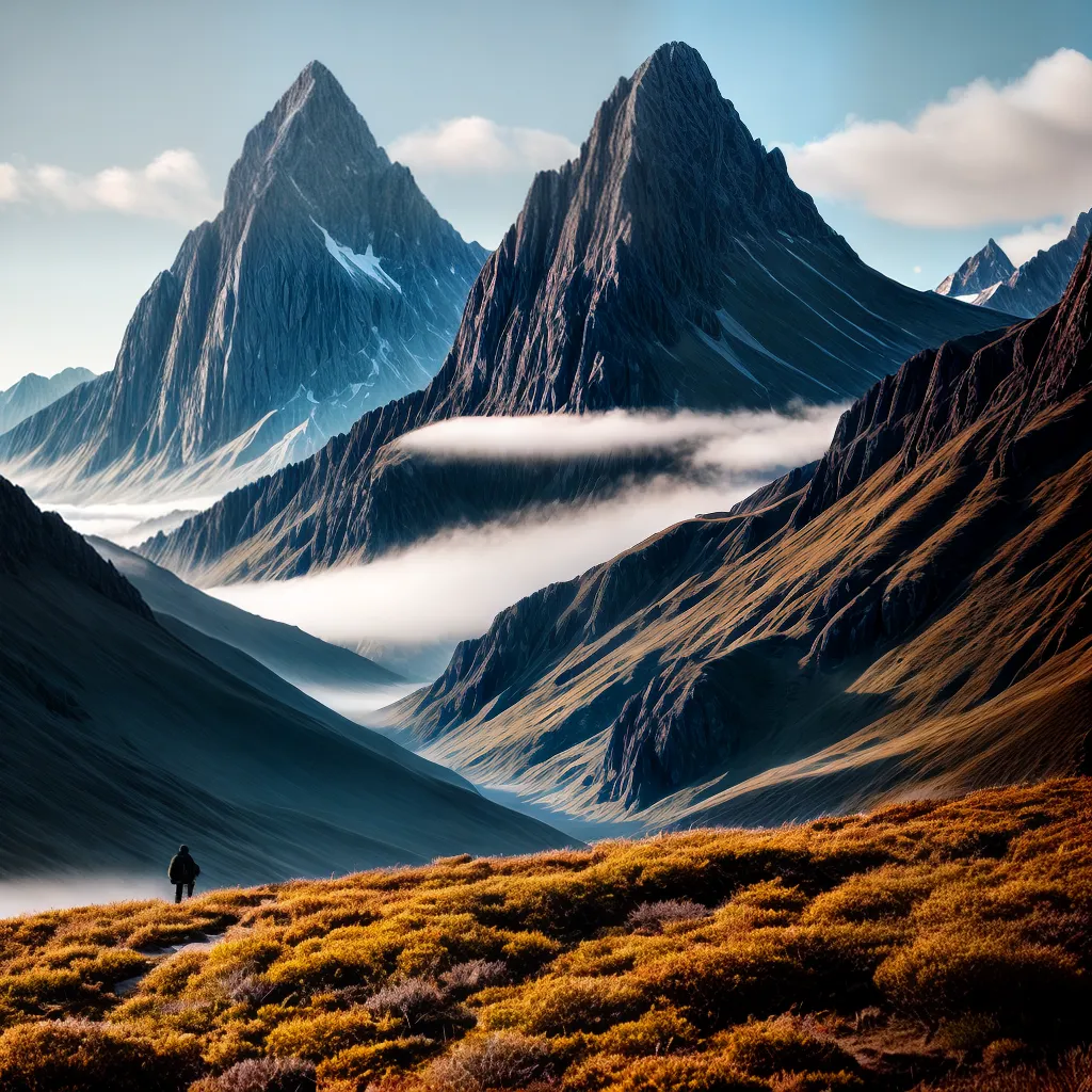 Fotos montanhas nevoa solitario desafios