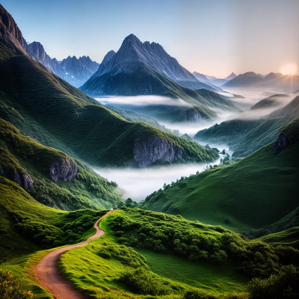 Significado de Sonhar com Montanhas: Conectando a Espiritualidade à Natureza 4 Fotos montanhas verde ceu serenidade
