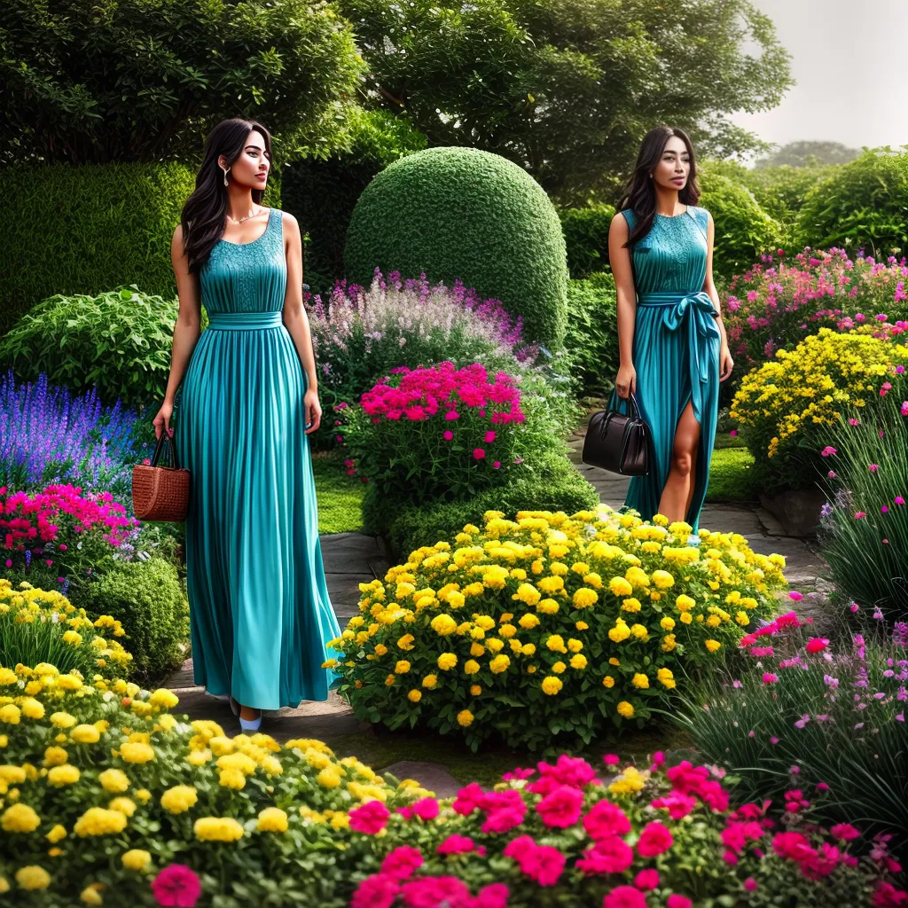 Fotos mulher jardineiras jardim colorido