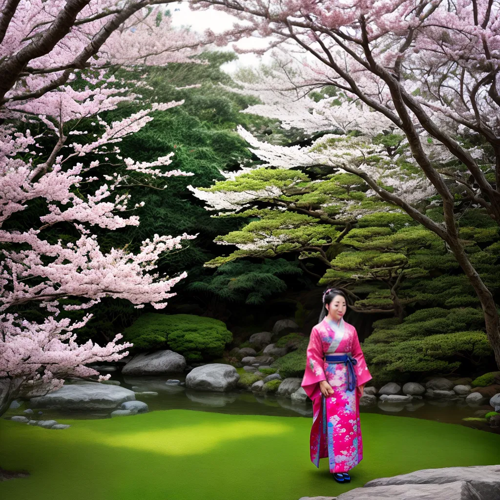 Fotos mulher kimono jardim japones paz