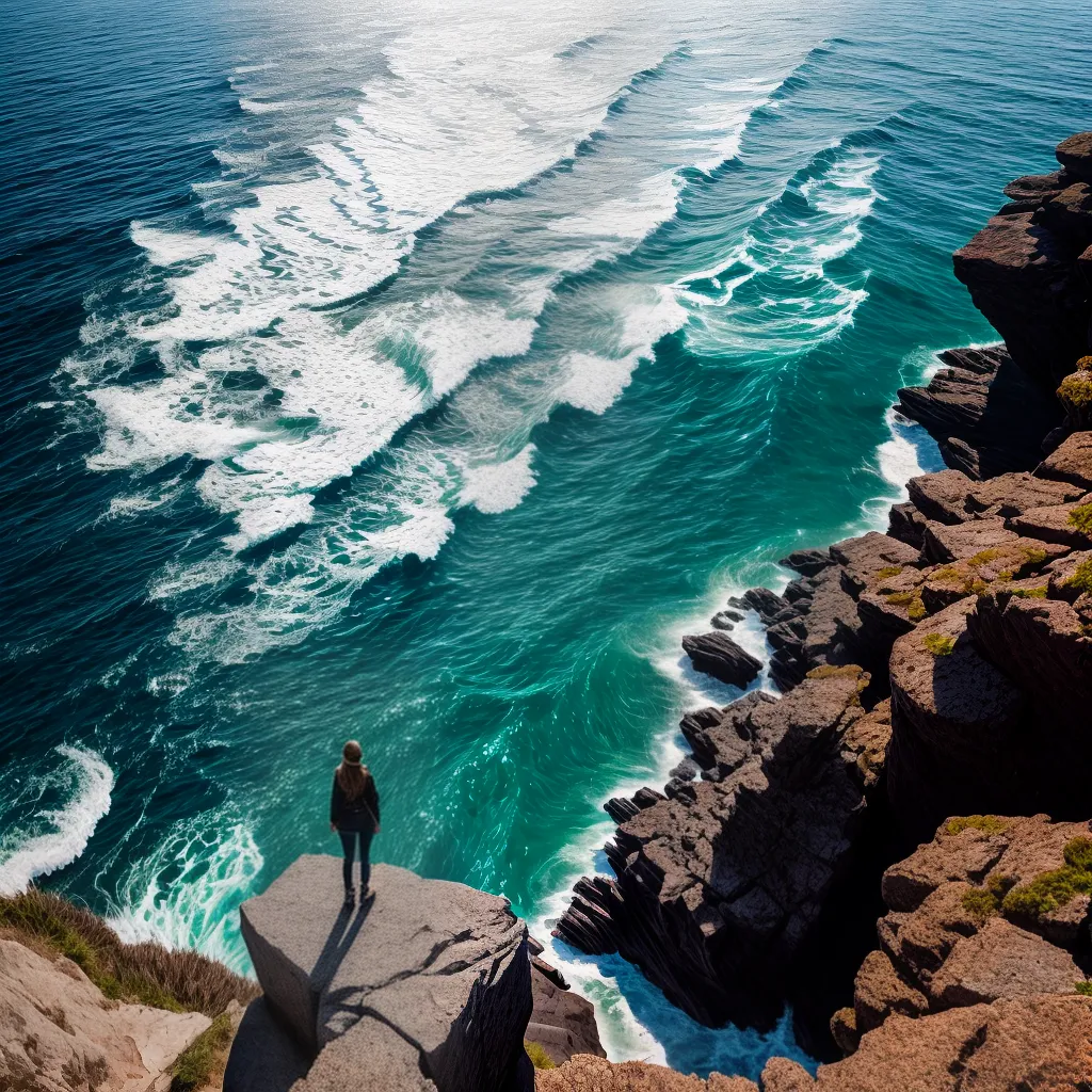 Fotos mulher penhasco chave oceano sonhos