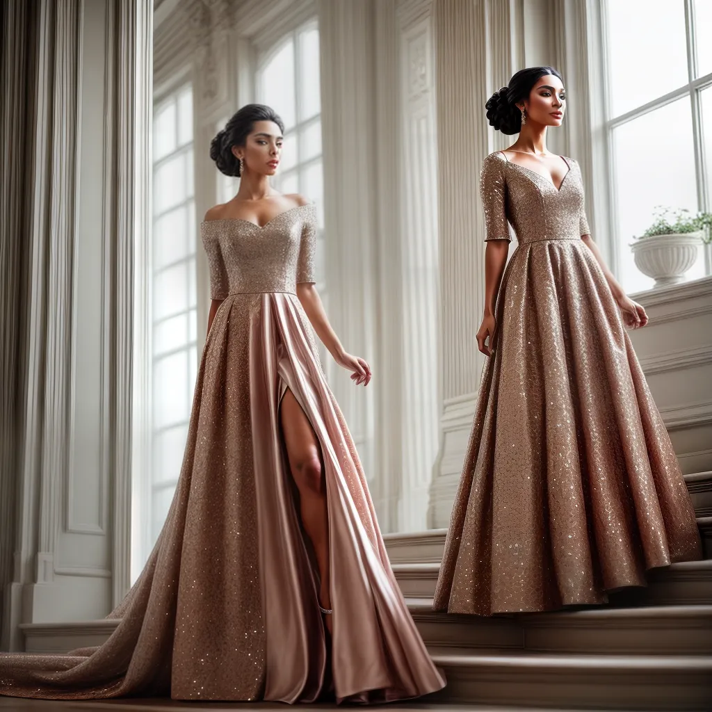 Sonhar com elegância: Descubra o significado. 2 Fotos mulher vestido longo escada elegancia