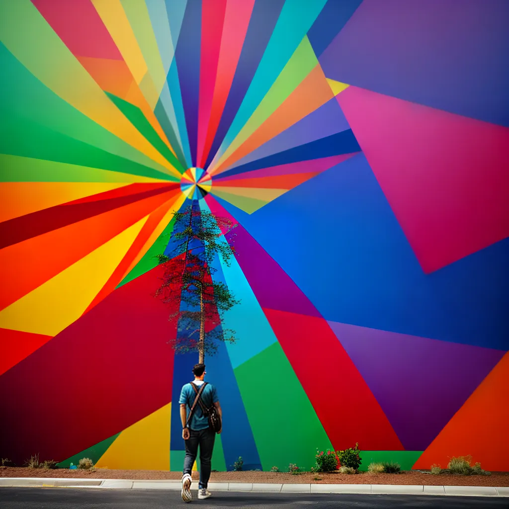 Significado de Sonhar com Geometria e Dominância no Brasil 4 Fotos mural geometrico colorido criatividade