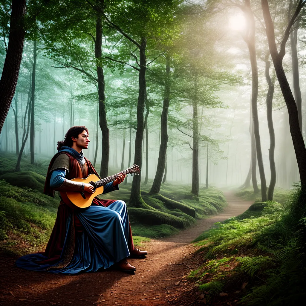 O Fascínio dos Trovadores: Interpretando o Significado de Sonhar com Menestréis 2 Fotos musico medieval luar floresta magica