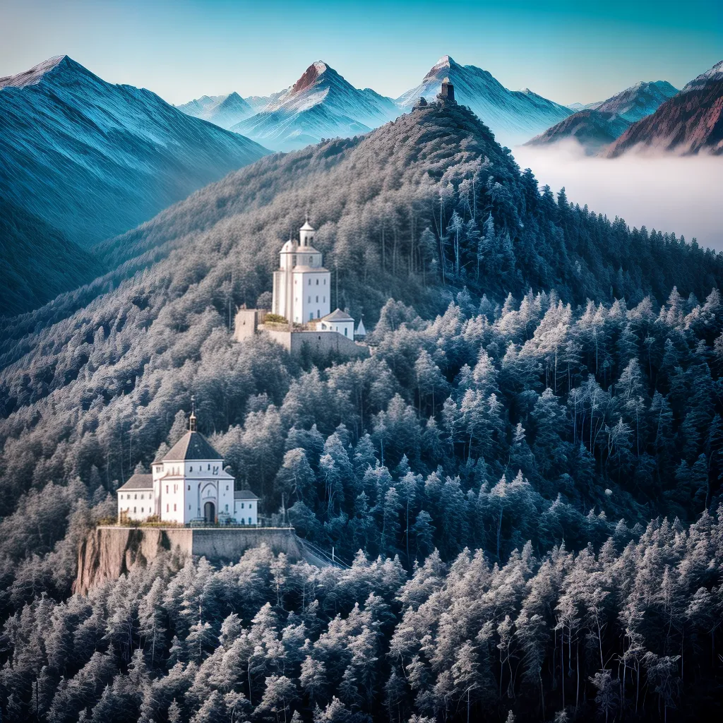Fotos neve castelo principe inverno misterio