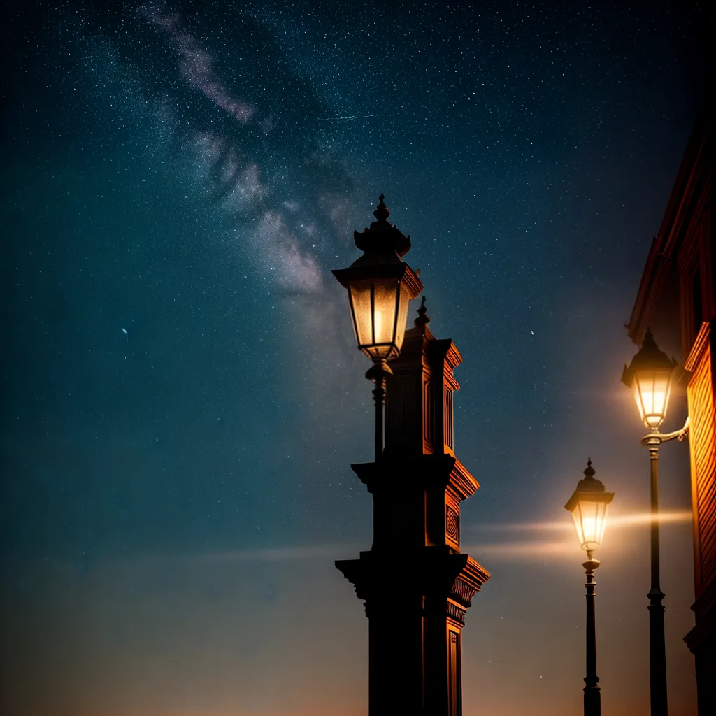 Fotos noite estrelada cidade sombra silhueta