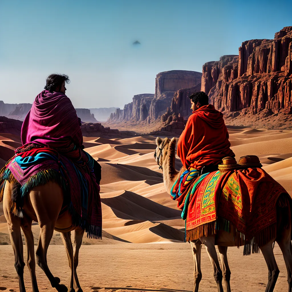 Fotos nomades camelos deserto aventura cores