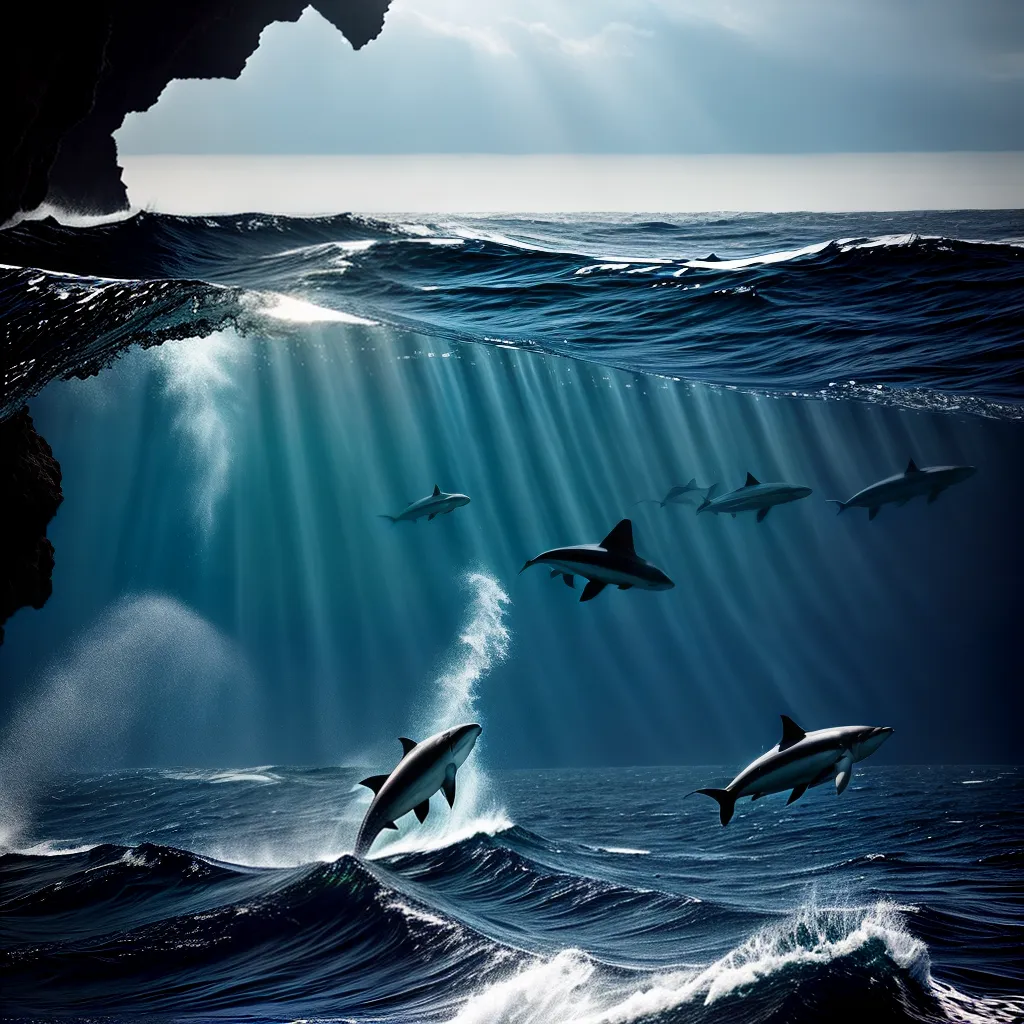Desvendando as Profundezas dos Sonhos Marítimos 3 Fotos oceano azul navio criaturas submarinas