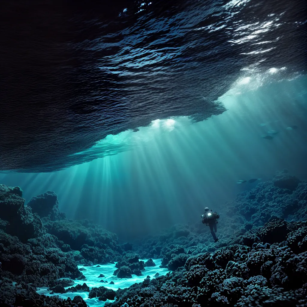 Fotos oceano misterioso nadador peixes mergulho
