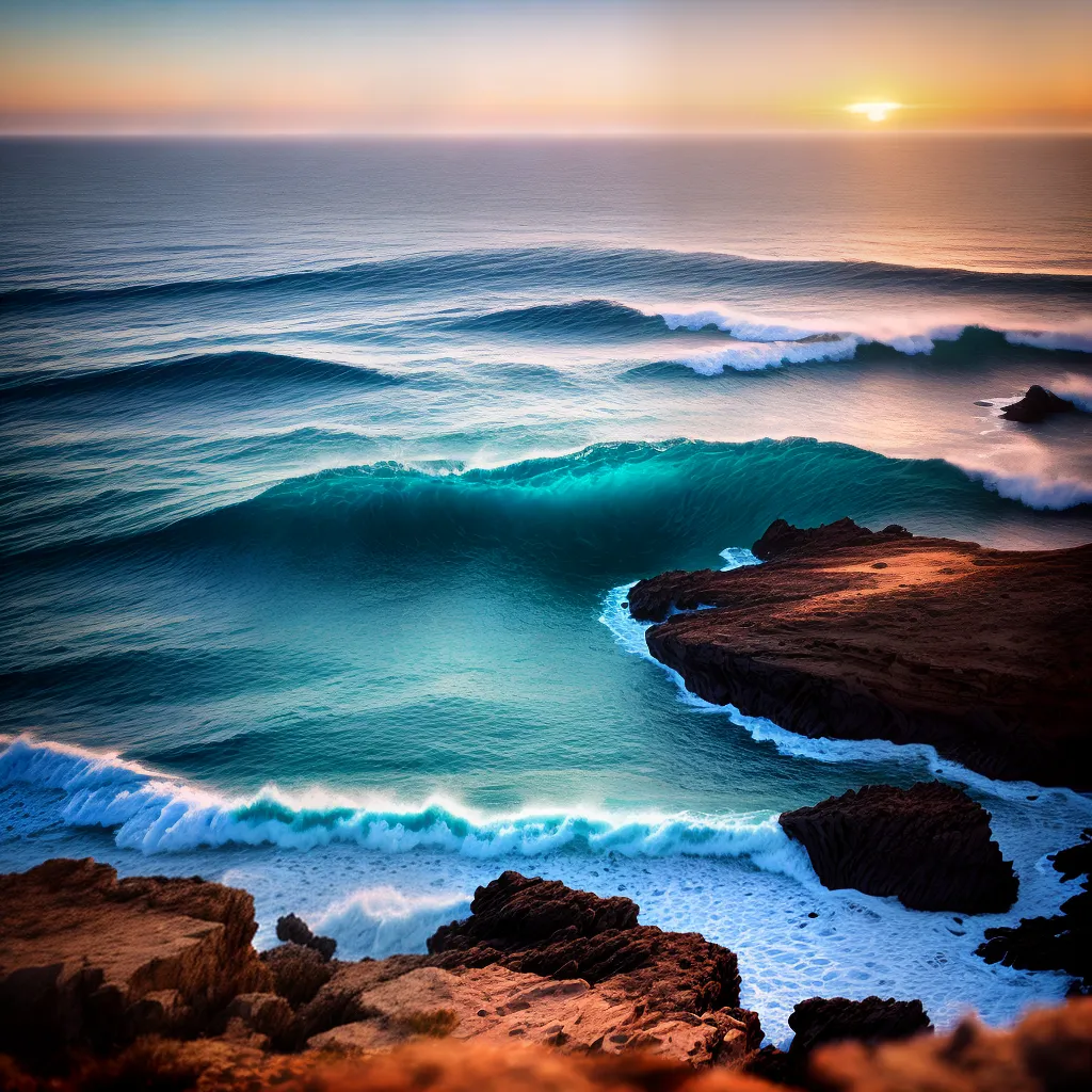 Fotos oceano por do sol mente serena