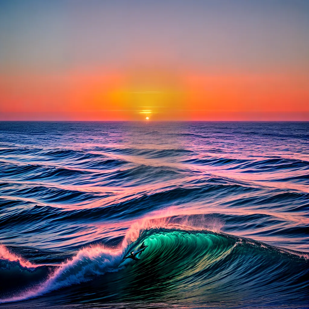 Fotos oceano por do sol nadador golfinhos sonhos