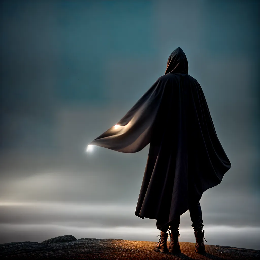 Fotos oferta misteriosa figura capa nevoa