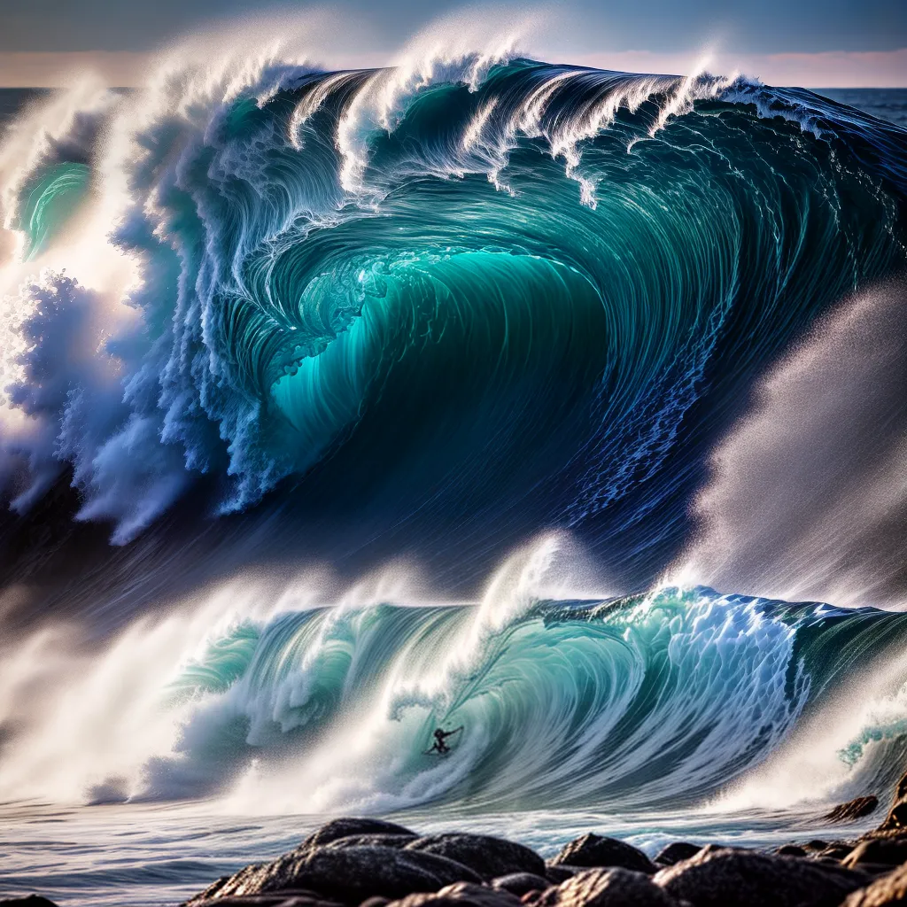 Fotos onda azul poderosa rocha sonhos
