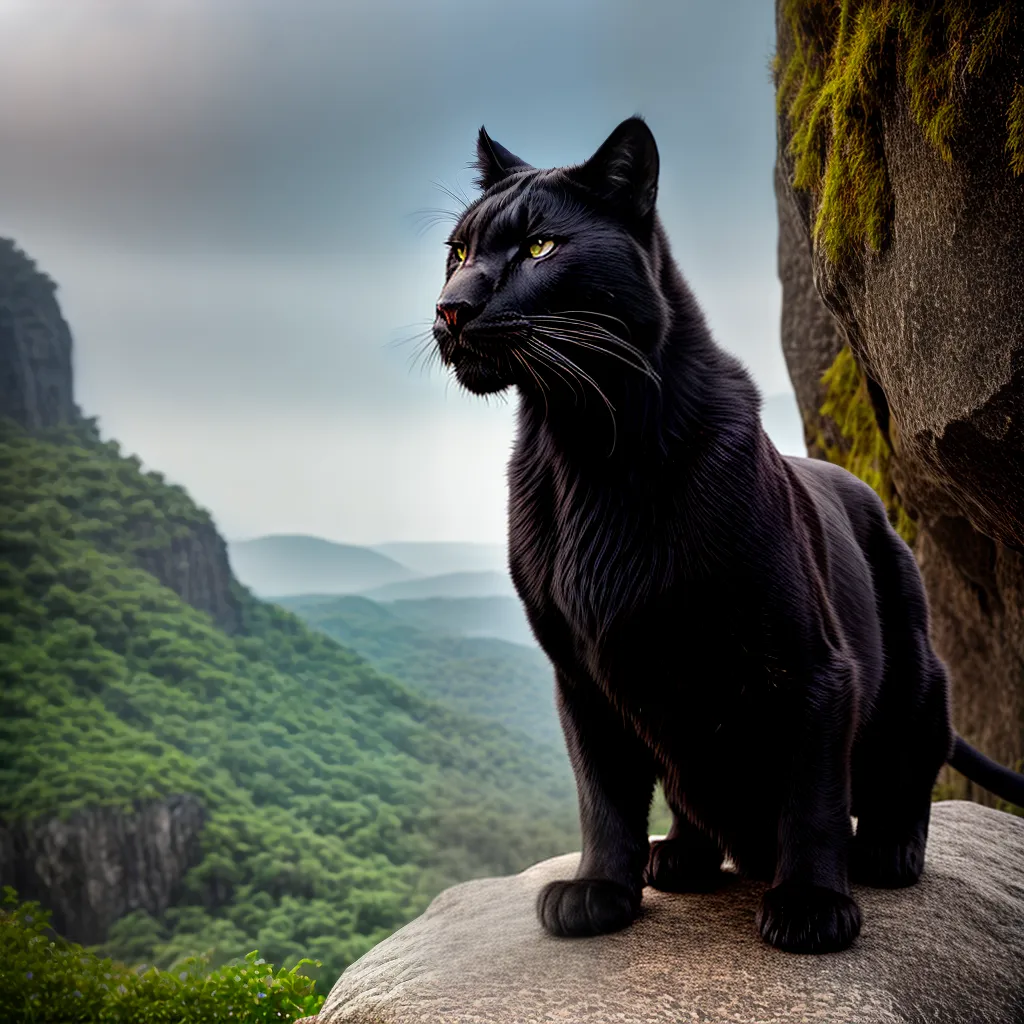 Fotos pantera negra majestosa cliff jungle olhos verdes