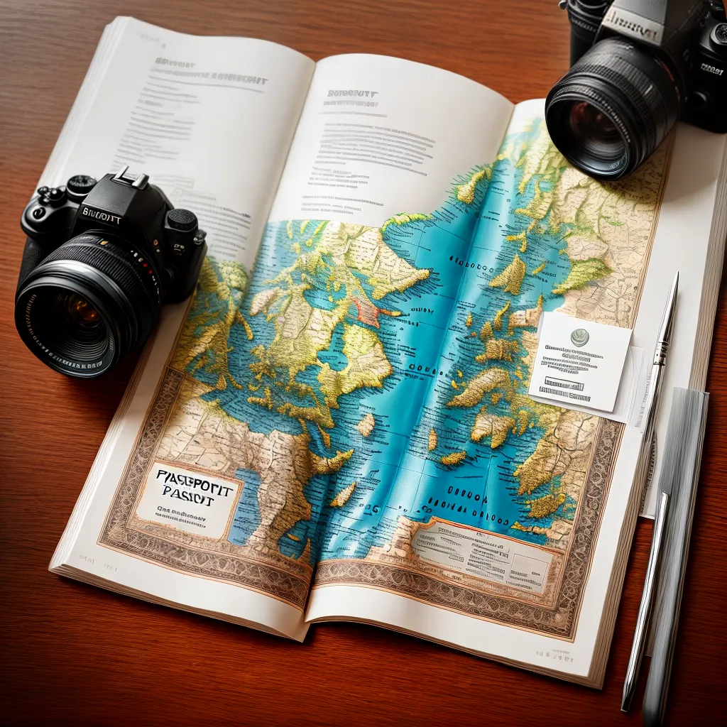 Fotos passaporte mapa camera aventura guia