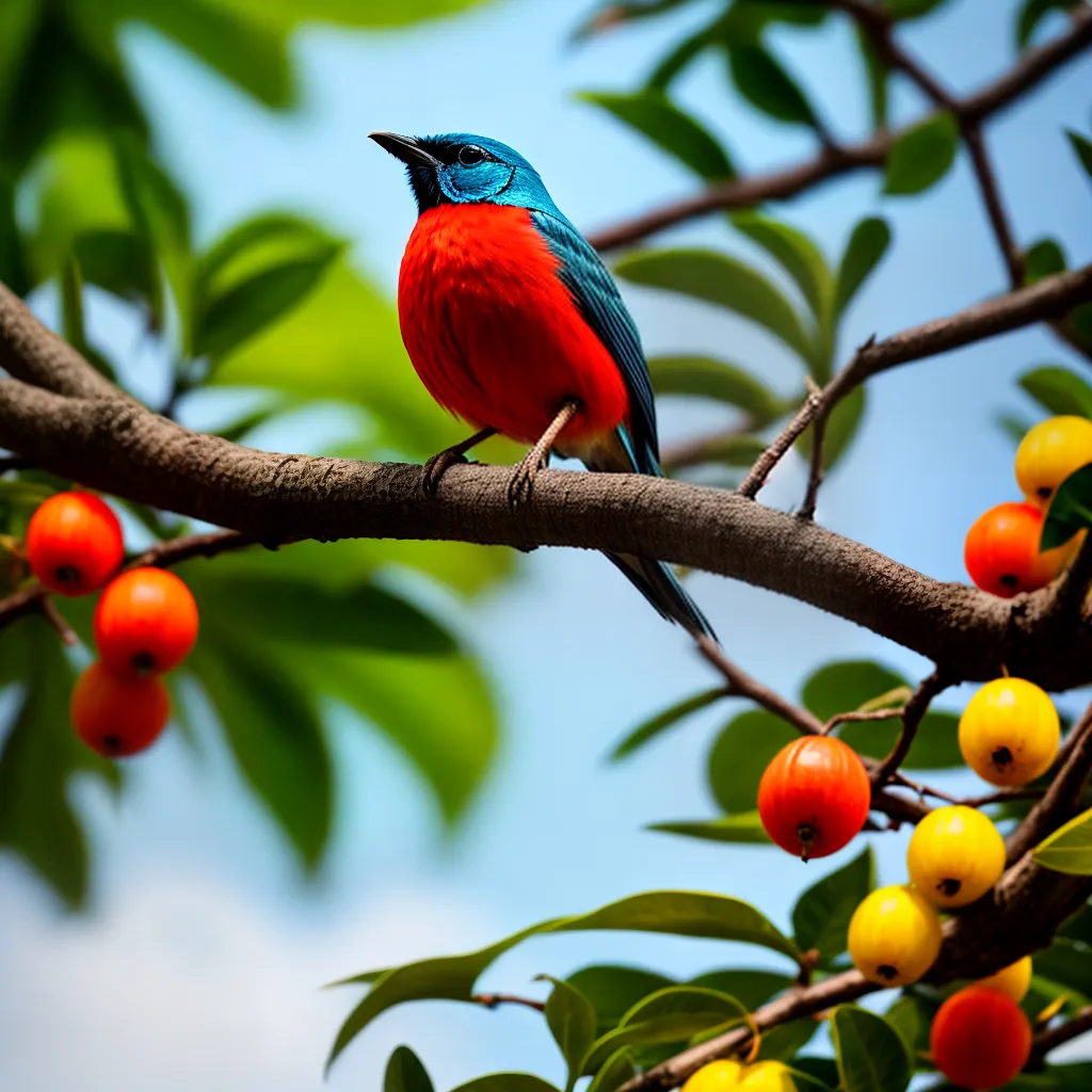 Fotos passaro frutas tropicais fones bloqueio
