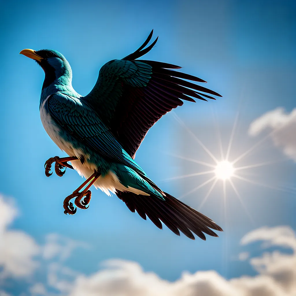 Fotos passaro vibrante voando ceu azul