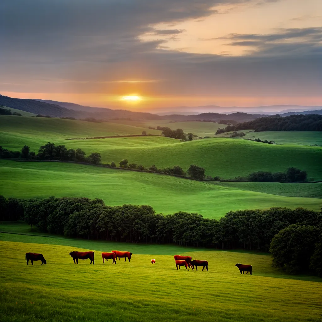 Fotos paz paisagem campo por do sol vaca