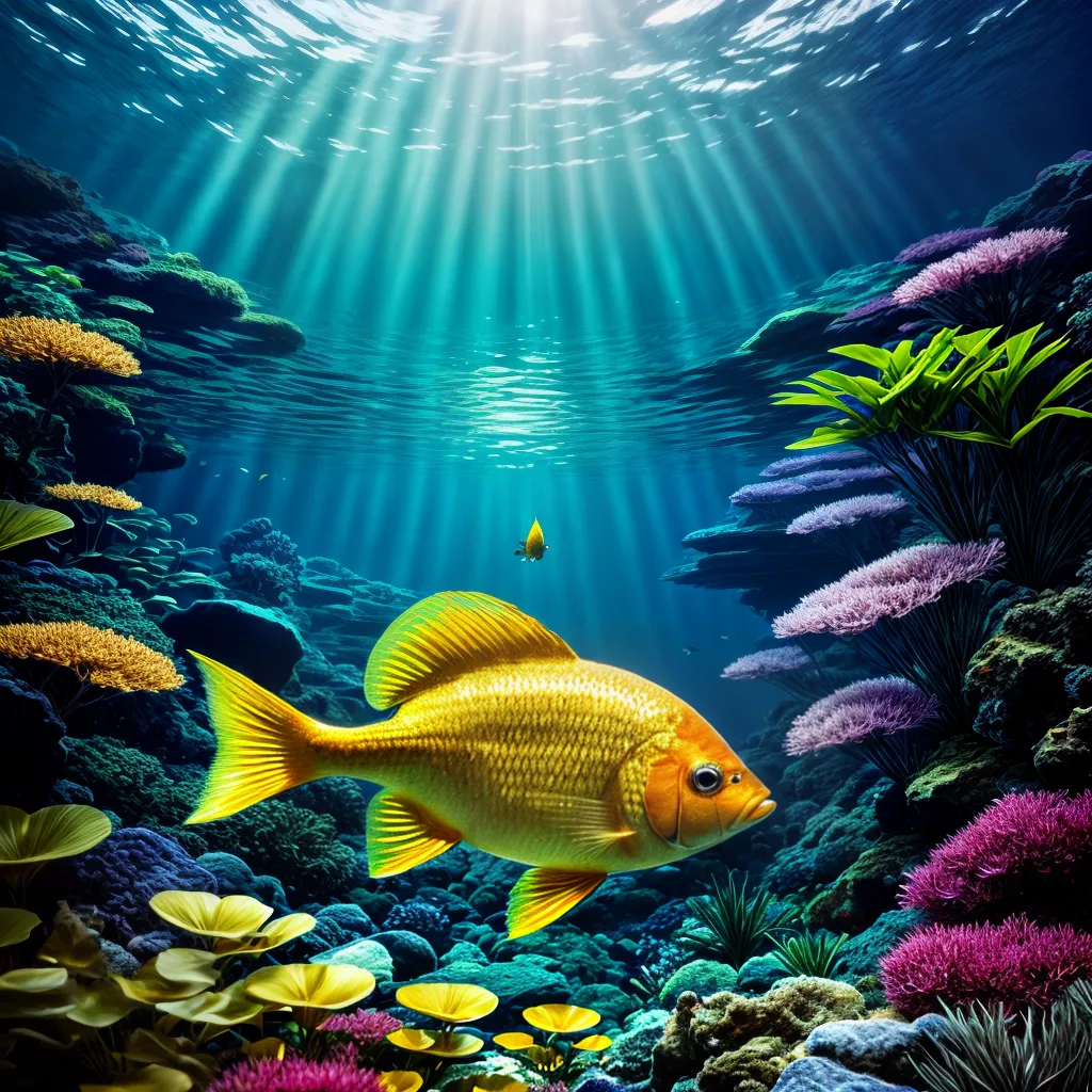 Fotos peixe dourado lagoa azul serenidade