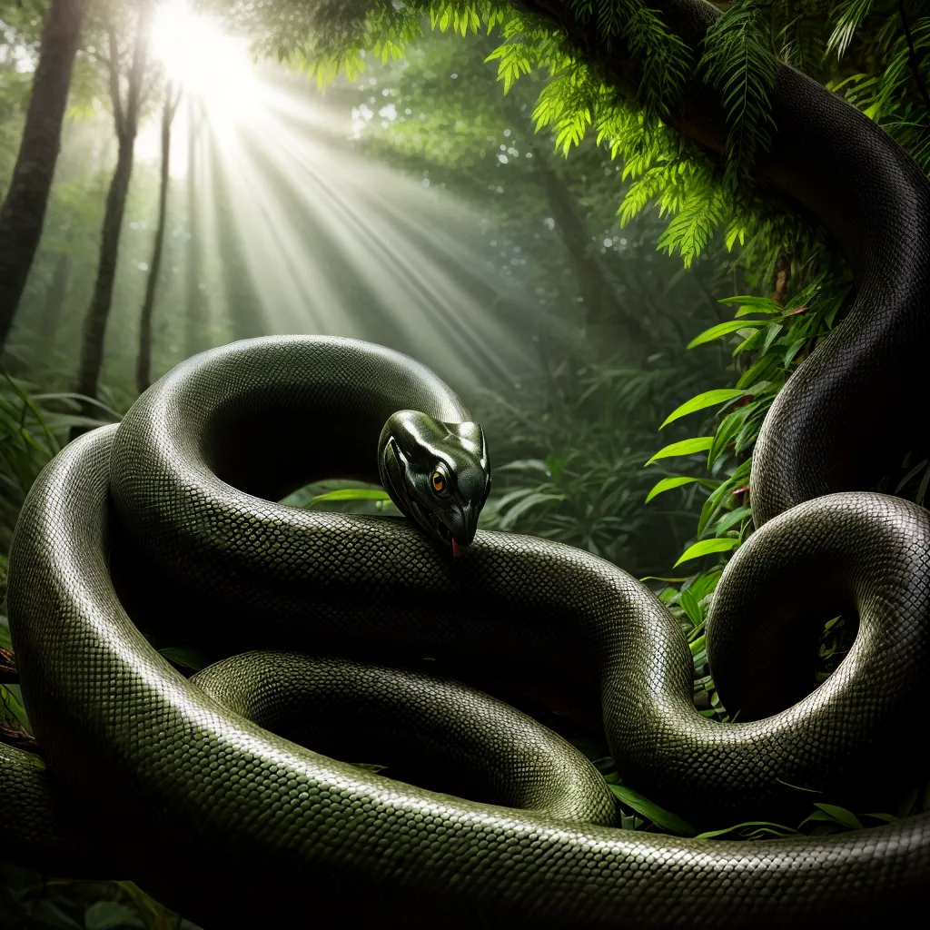 Qual o Significado de Sonhar com a Cobra Jiboia? 5 Fotos person boa verde floresta olhar