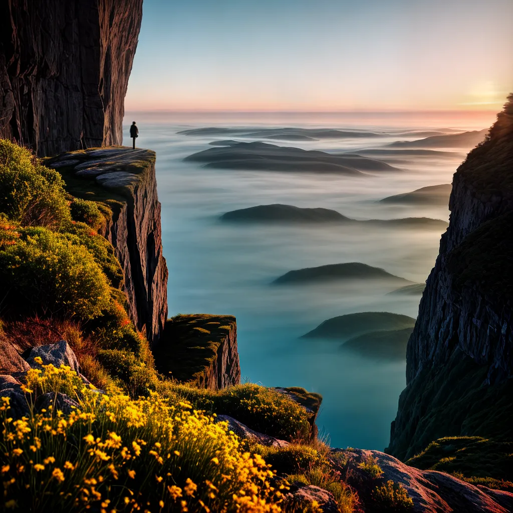 Fotos pessoa abismo por do sol serenidade