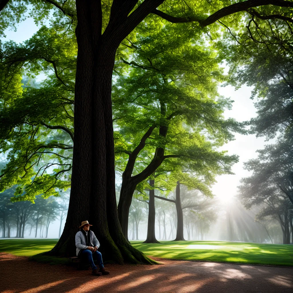 hos com Árvores: Conexão com a Natureza e o Autoconhecimento 4 Fotos pessoa arvore folhas luz sombra paz