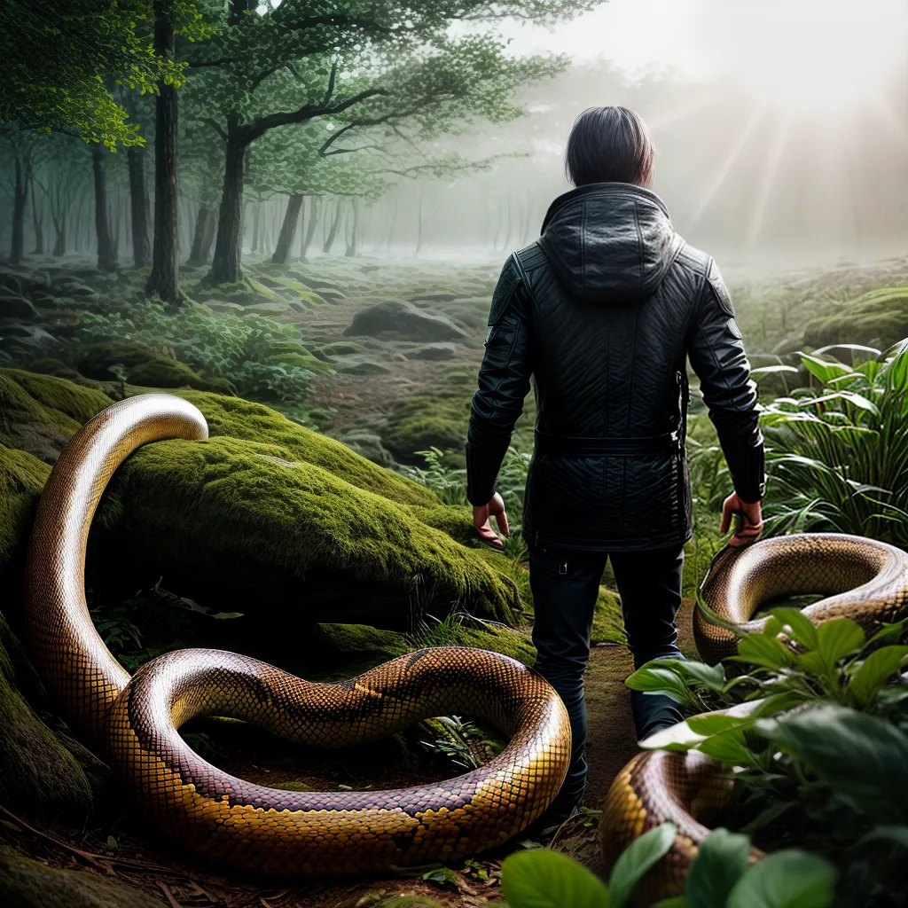 Sonhar com Cobras: Medo ou Transformação? 2 Fotos pessoa floresta cobra transformacao