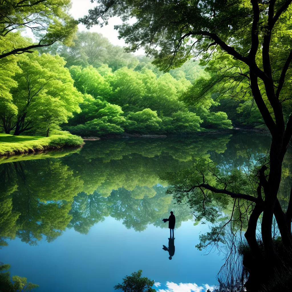 do blog: Desvendando o Significado de Sonhar com Água 4 Fotos pessoa lago reflexao natureza serenidade 1