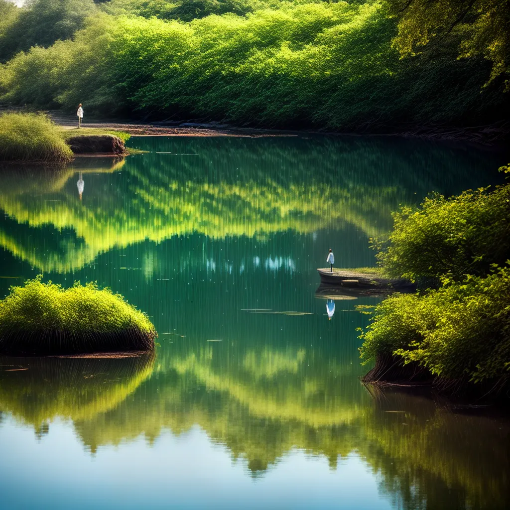 Revitalizando sua Alma: A Verdadeira Interpretação de Sonhar com Água 4 Fotos pessoa lago serenidade reflexao natureza 1
