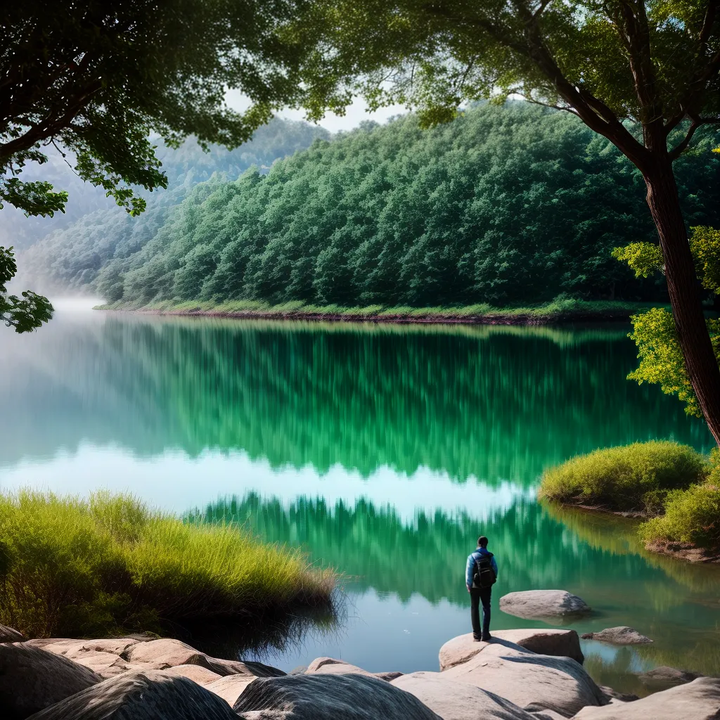 do blog: Descubra o que significa sonhar com água Tema: Significado de sonhos 6 Fotos pessoa lago sereno reflexo natureza 1