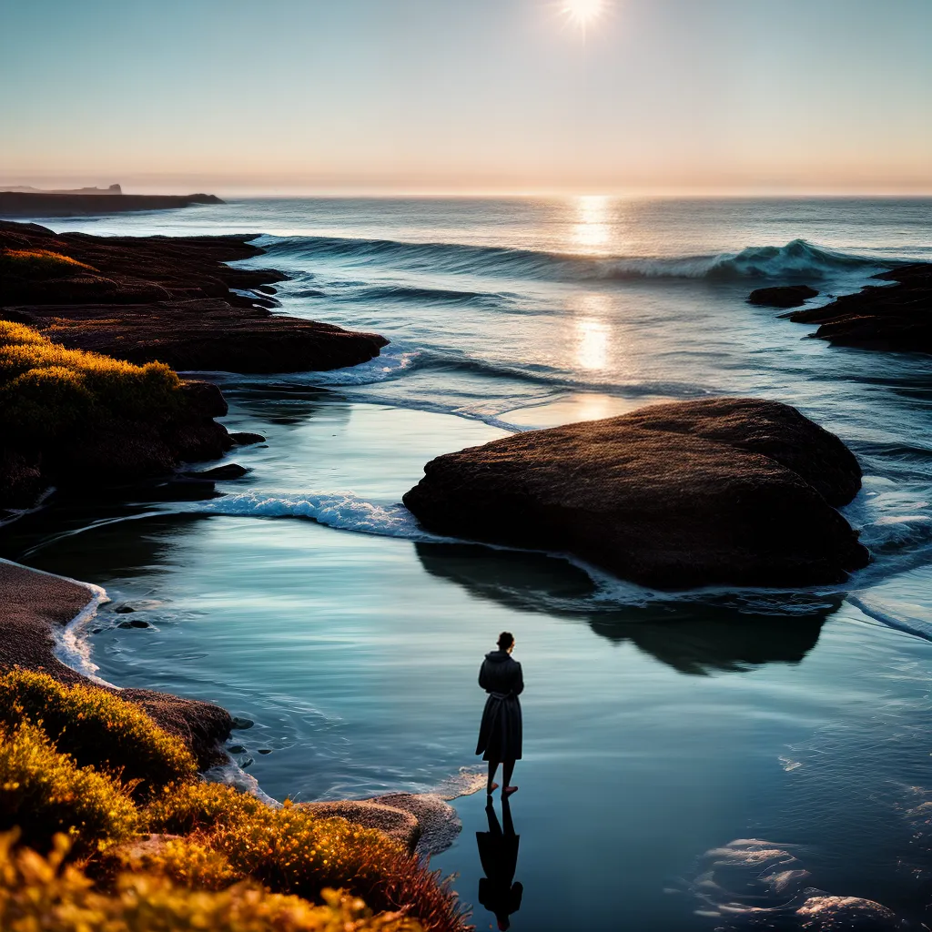 O Mar como Símbolo de Renovação: Os Significados dos Sonhos Aquáticos 6 Fotos pessoa mar por do sol reflexao 1