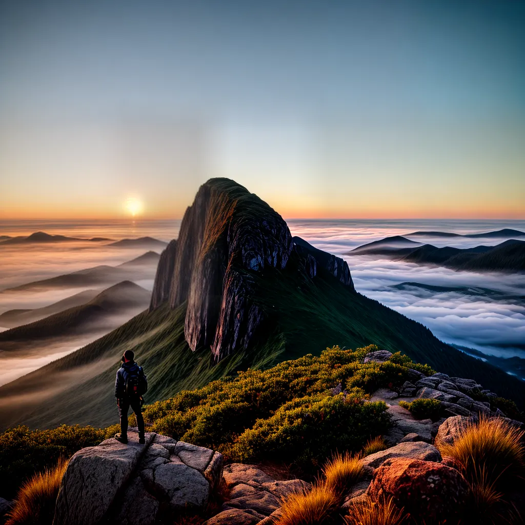 Fotos pessoa montanha paisagem por do sol aventura