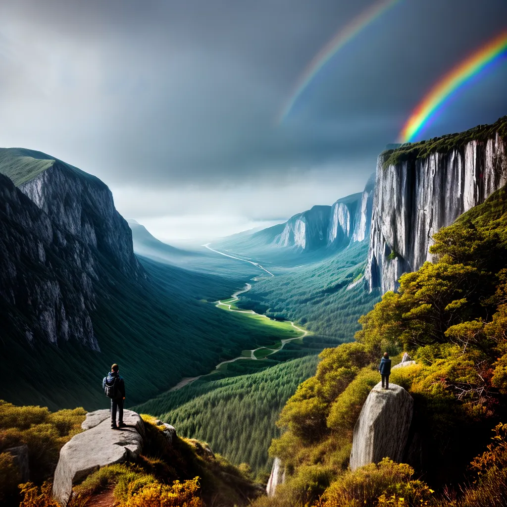 Fotos pessoa pensativa paisagem arcoiris