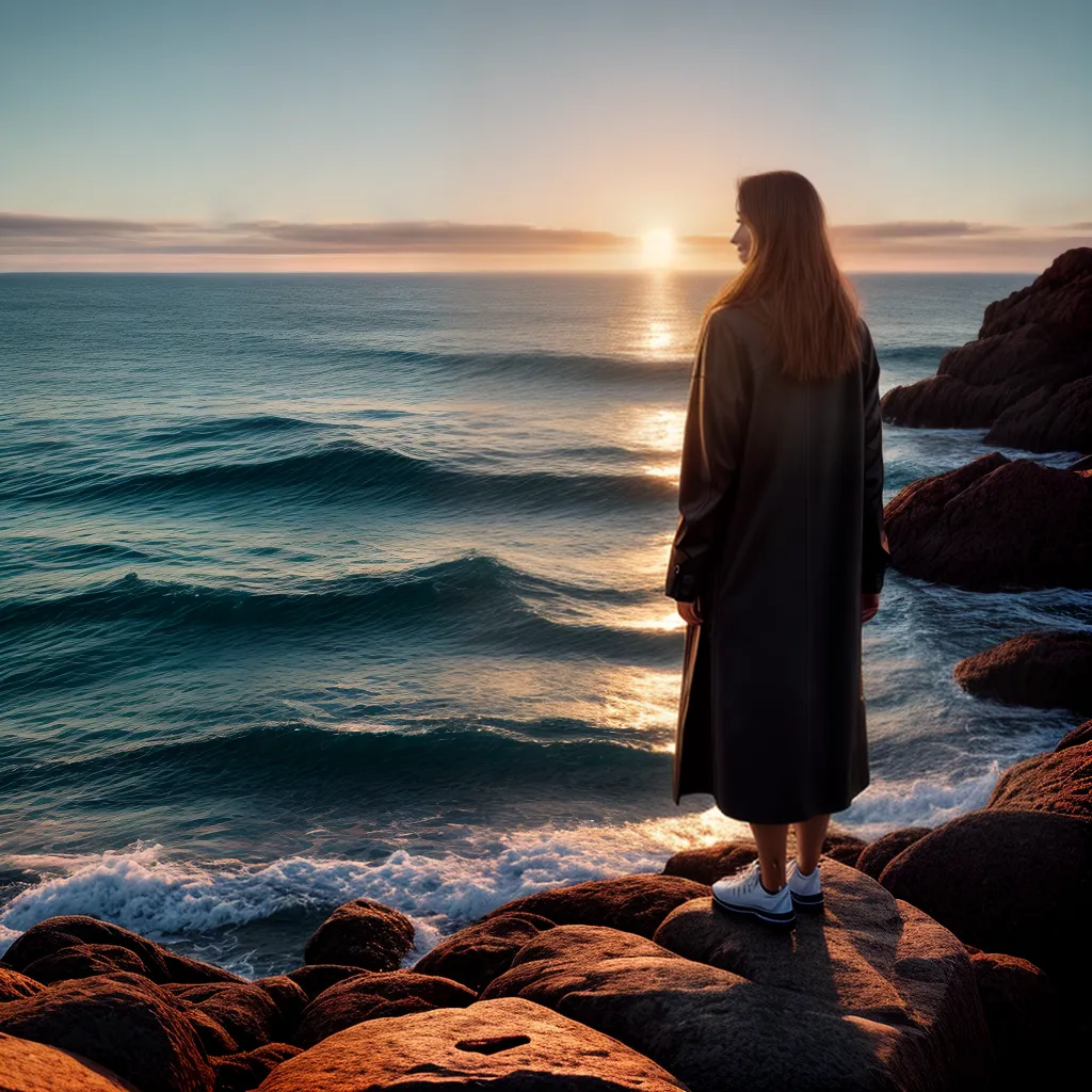 Título do Blog: Desvendando os Sonhos: O Que Significa Sonhar com o Mar 4 Fotos pessoa pensativa por do sol oceano 2
