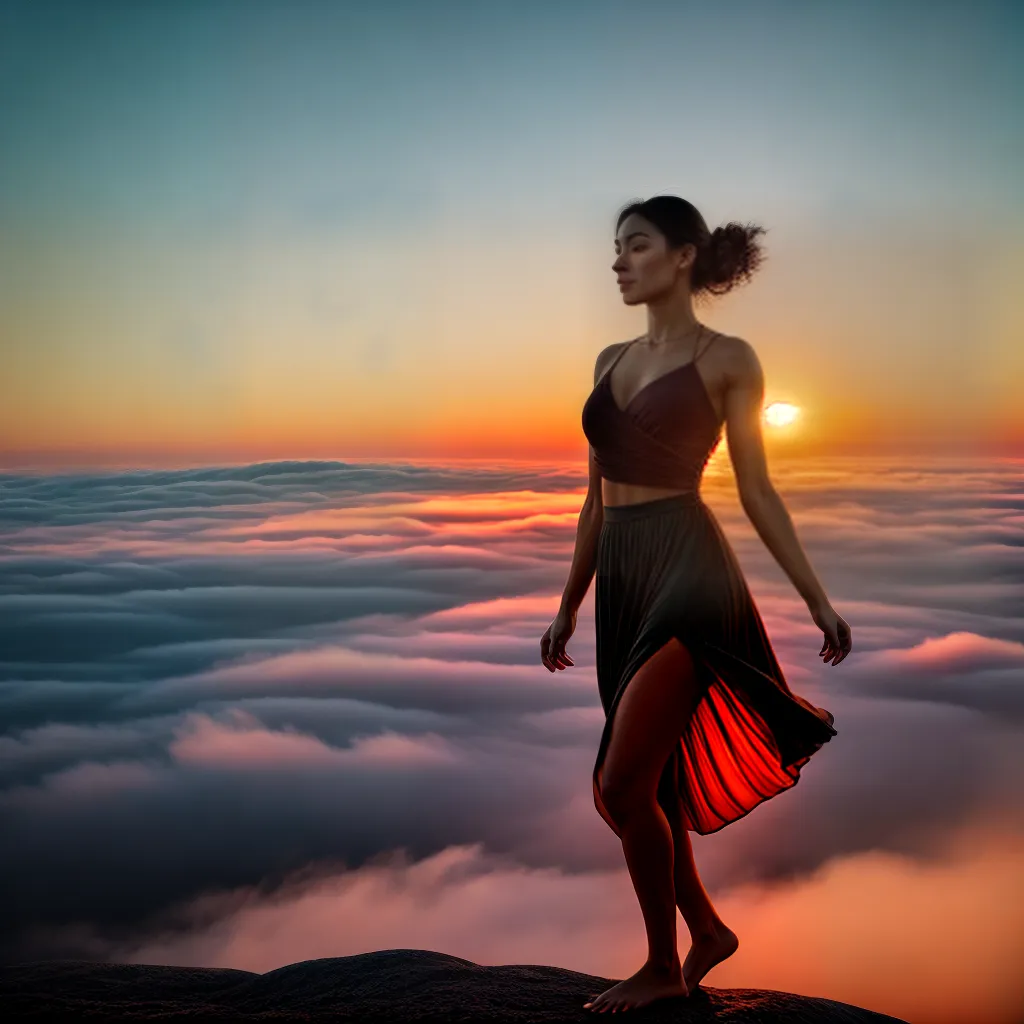Descubra o Fascínio por Trás dos Seus Sonhos. 2 Fotos pessoa por do sol bracos abertos
