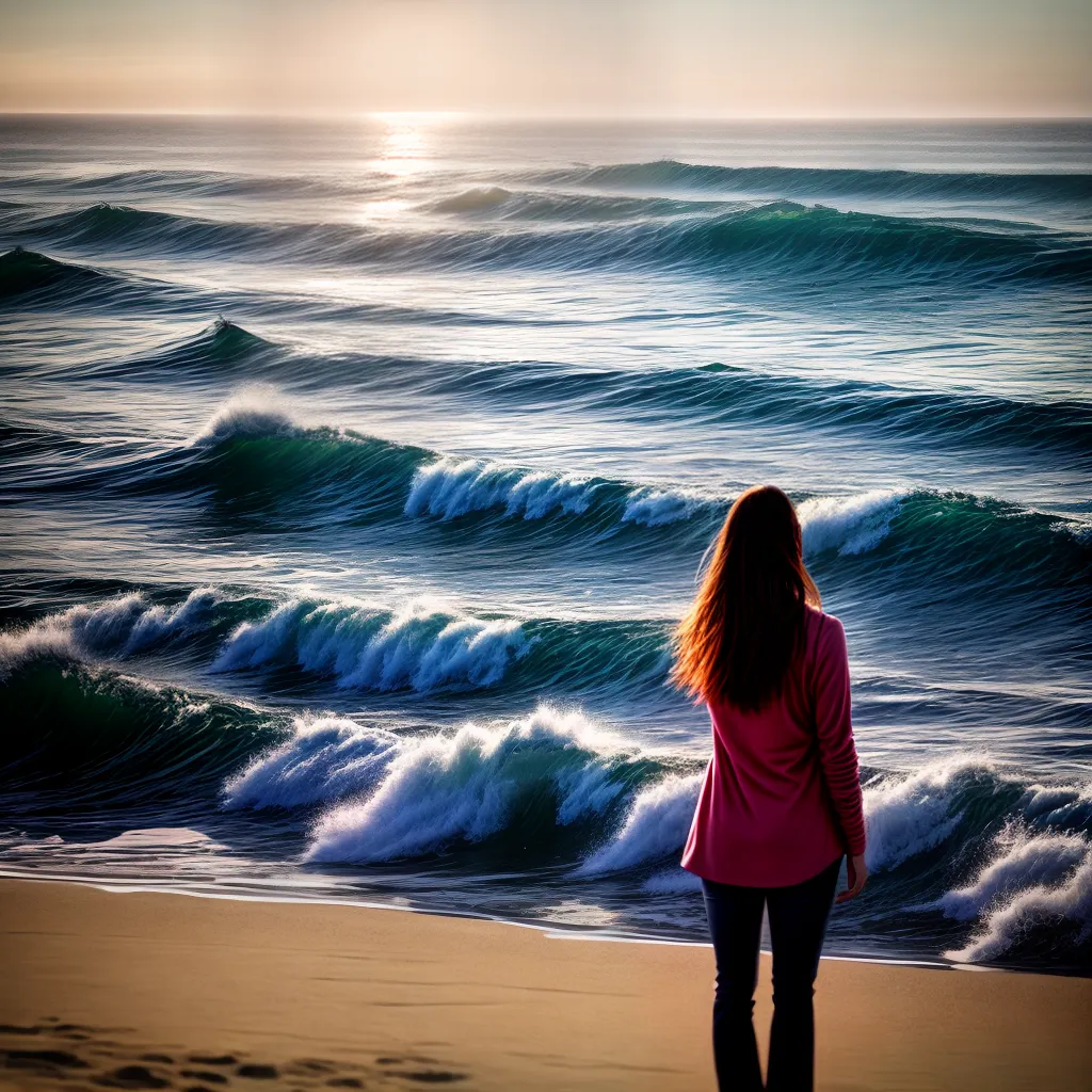 Fotos pessoa praia reflexiva ondas sonhos